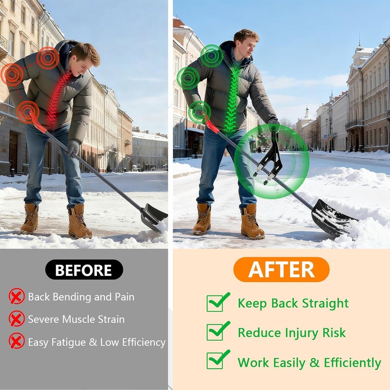 KJX Upgraded Shovel Handle Extension, Ergonomic Snow Shovel Handle Replacement, Back Saver Attachment Universal Fit for Weed Eater, Rakes, String Trimmers, Shovels and More Yard Tools - Image 4